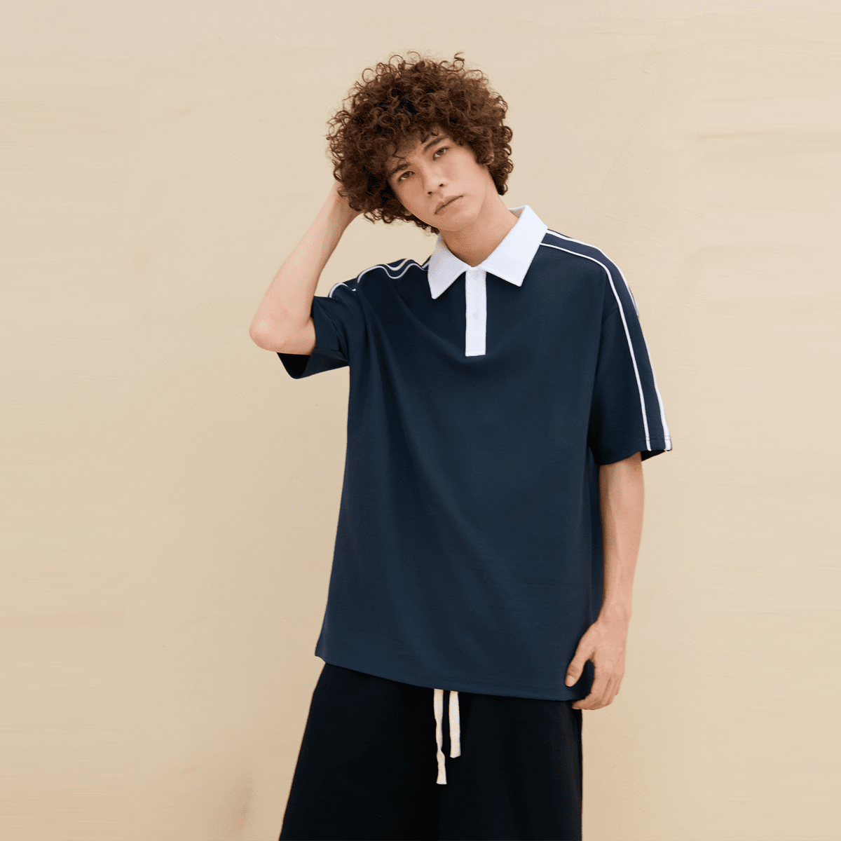 unisex polo shirt contrast collar