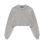 Cropped Oversized Washed Sweatshirt with Premium Cotton
