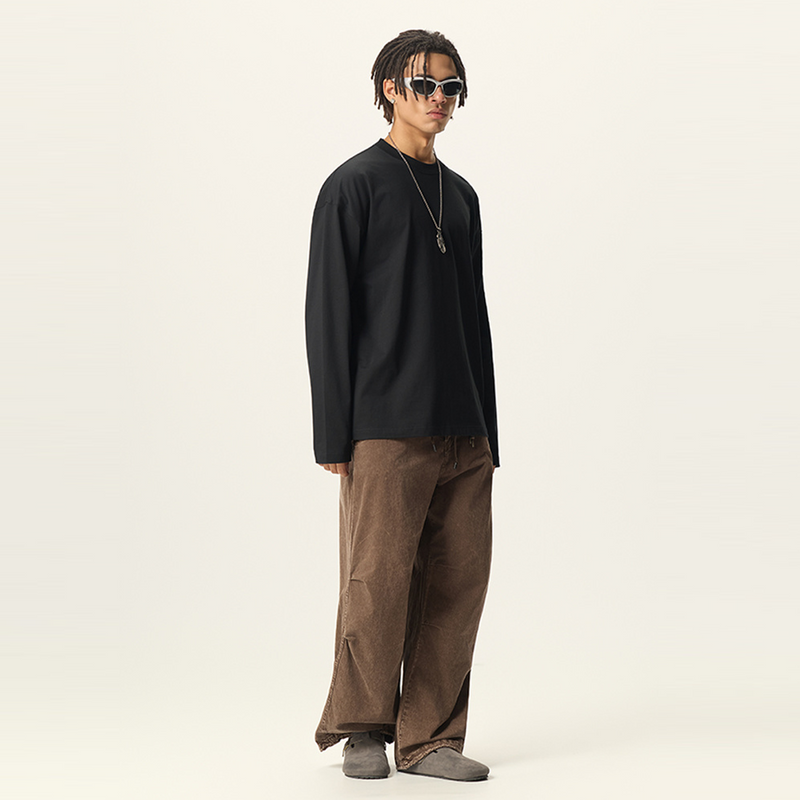 Unisex 100% Cotton Solid Color Long Sleeve T-shirt（280GSM）