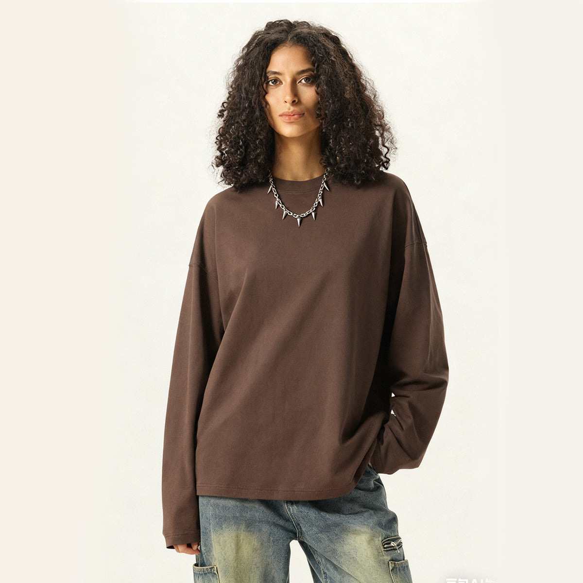 Unisex 100% Cotton Solid Color Long Sleeve T-shirt
