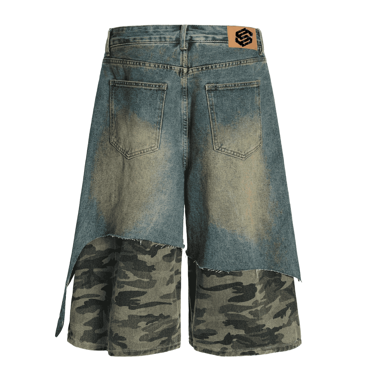 Unisex Camouflage Denim Shorts