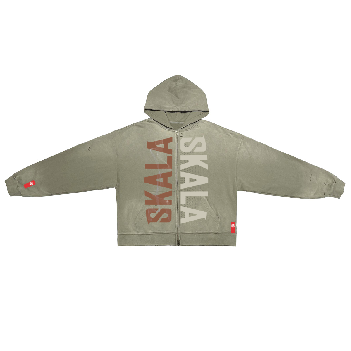 Unisex Washed Distressed Dystopian Streetwear Zip-Up Hoodie(420GSM)