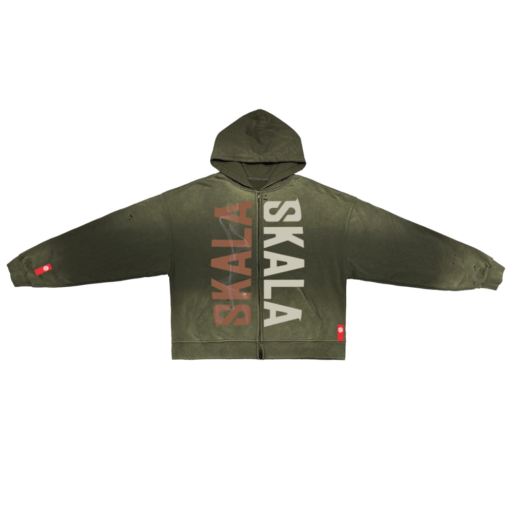 Unisex Washed Distressed Dystopian Streetwear Zip-Up Hoodie(420GSM)