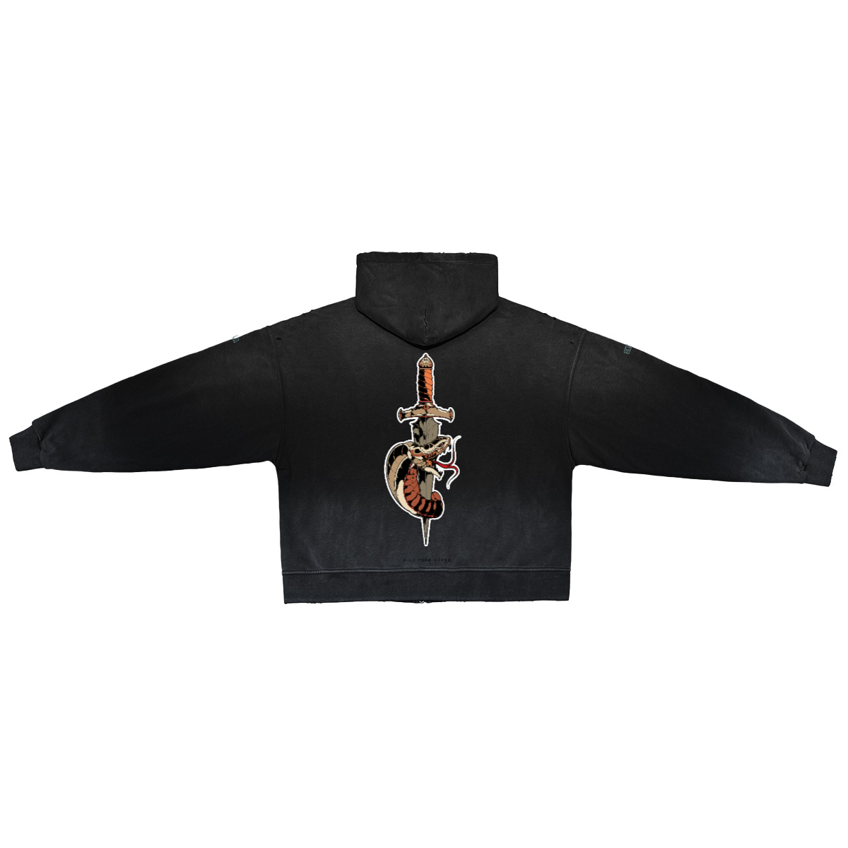 Unisex Washed Distressed Dystopian Streetwear Zip-Up Hoodie(420GSM)