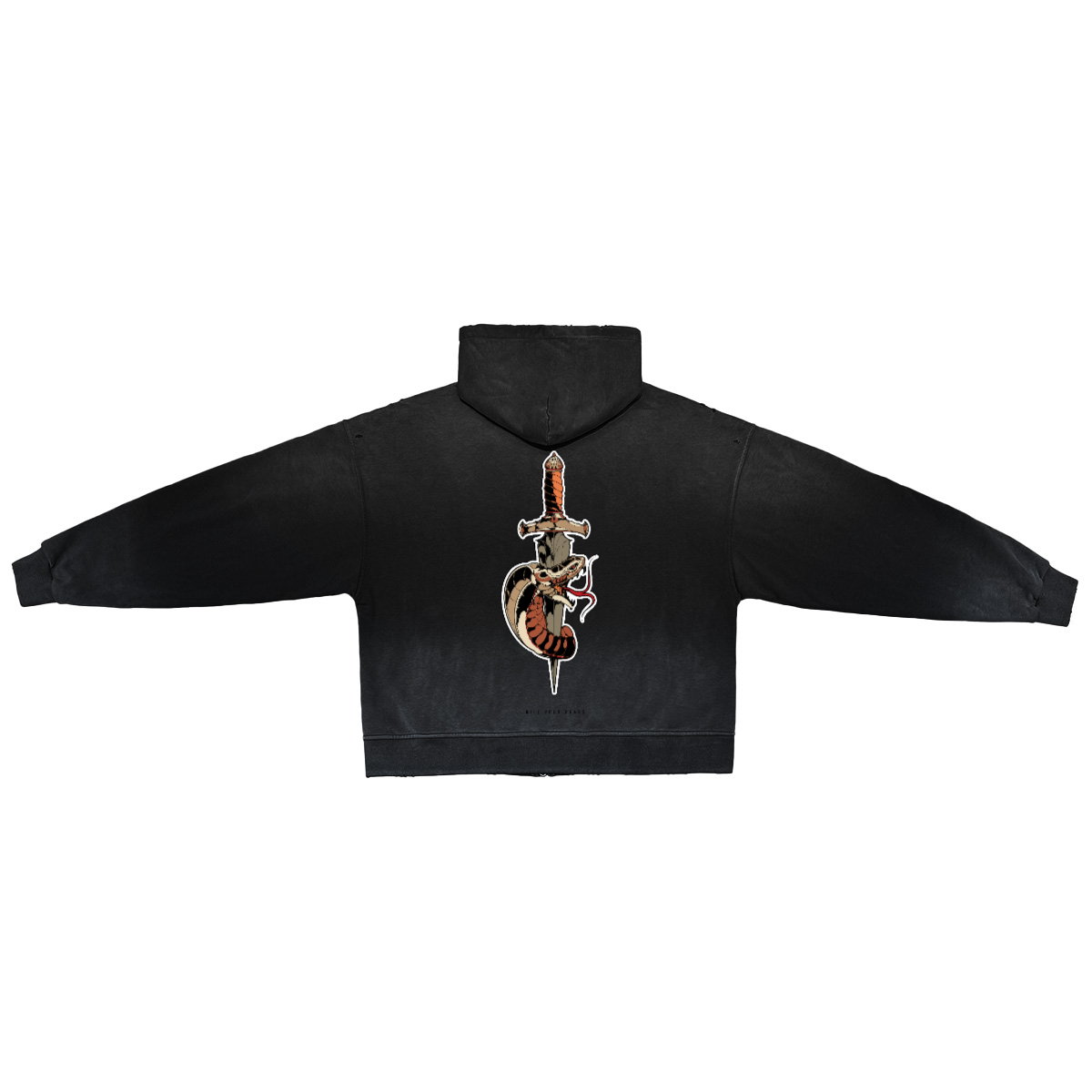 Unisex Washed Distressed Dystopian Streetwear Zip-Up Hoodie(420GSM)