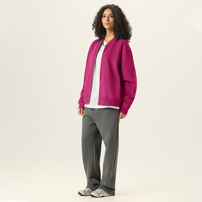 Unisex Fleece Zip-Up Baseball Jacket（360GSM）