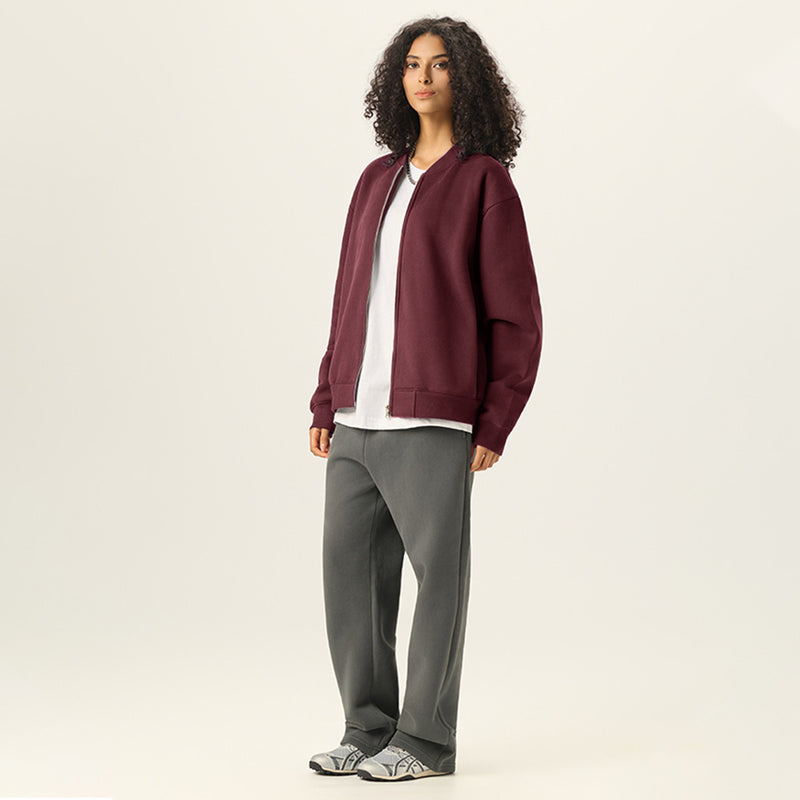 unisex fleece zip-up baseball jacket