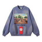 Round Neck Washed Distressed Ombre Heavyweight Sweatshirt(440GSM)