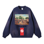 Round Neck Washed Distressed Ombre Heavyweight Sweatshirt(440GSM)