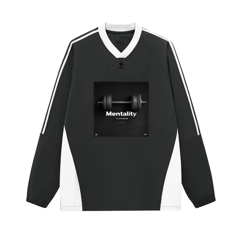 Colorblock V-neck Long Sleeve Shirt