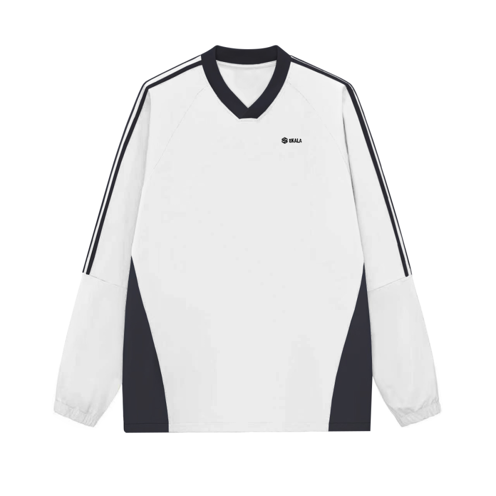 Colorblock V-neck Long Sleeve Shirt