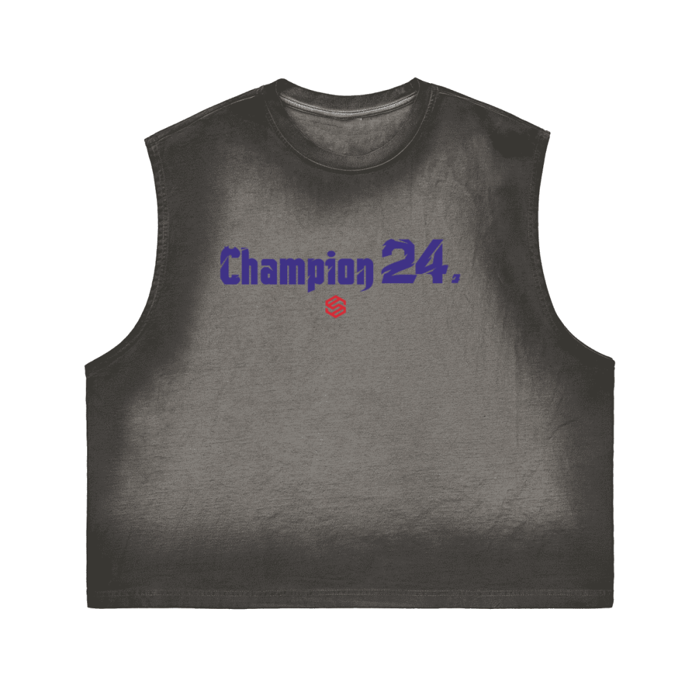 Unisex Cropped Boxy Washed Gradient Pure Cotton Tank Top (230 gsm)