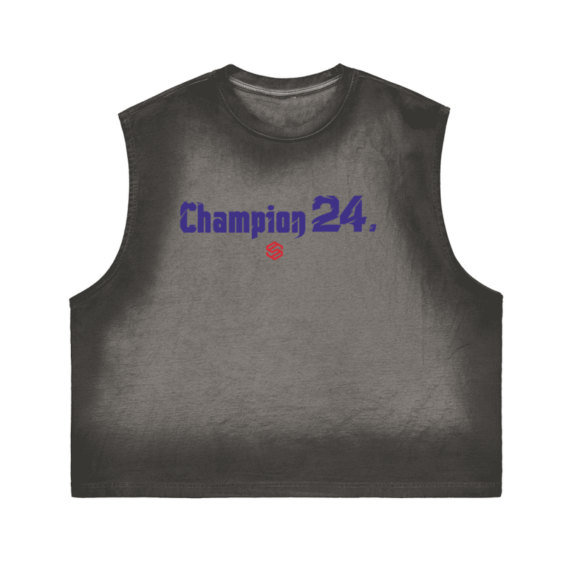 Unisex Cropped Boxy Washed Gradient Pure Cotton Tank Top (230 gsm)