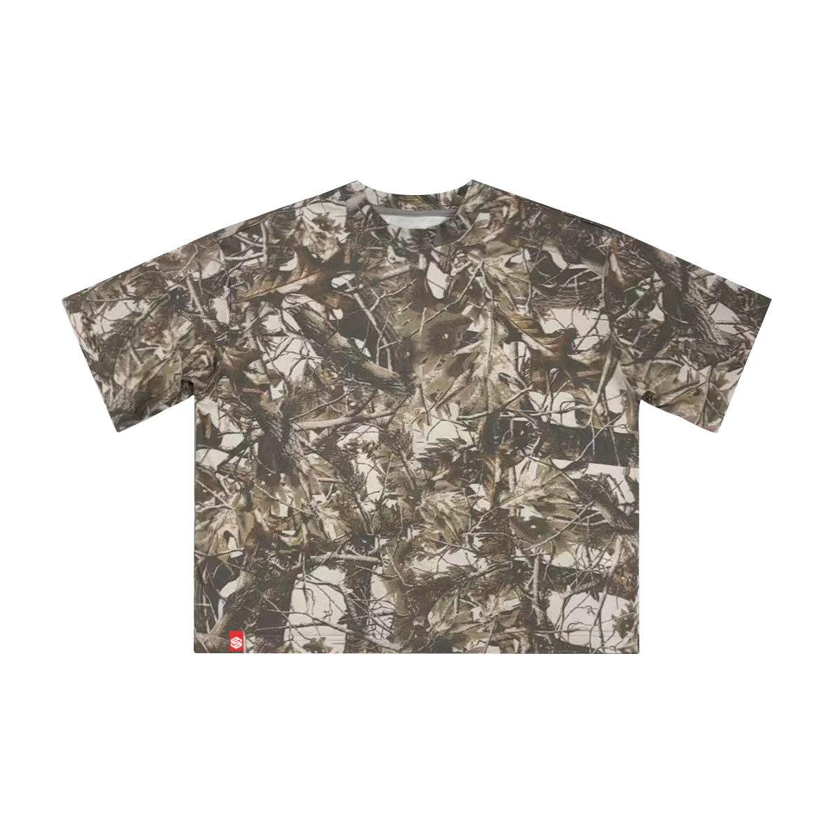 Unisex Cropped Camouflage Tree Print T-shirt（250GSM）