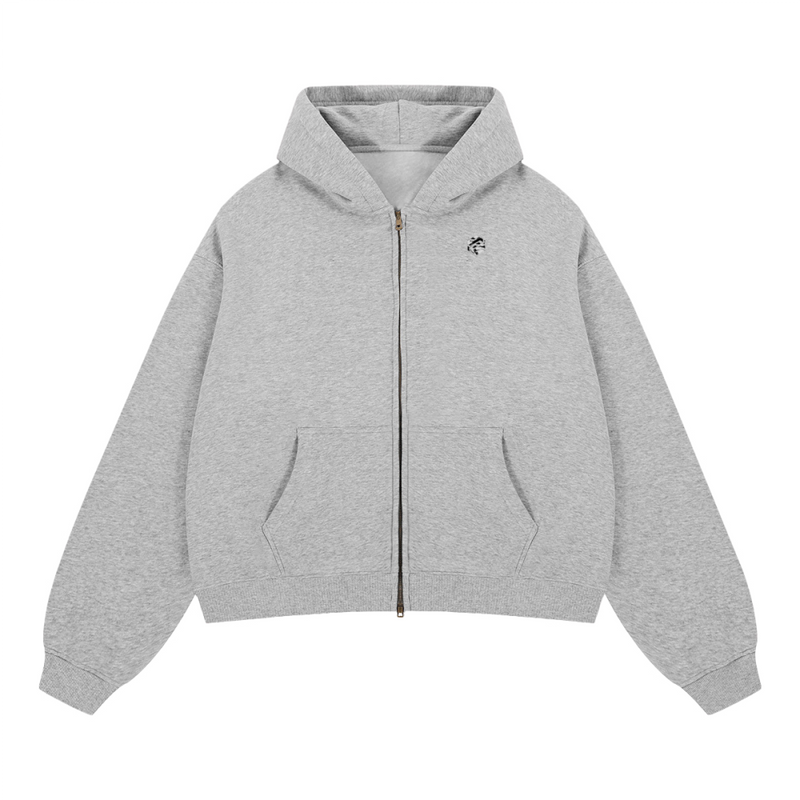unisex cropped fleece zip-up hoodie
