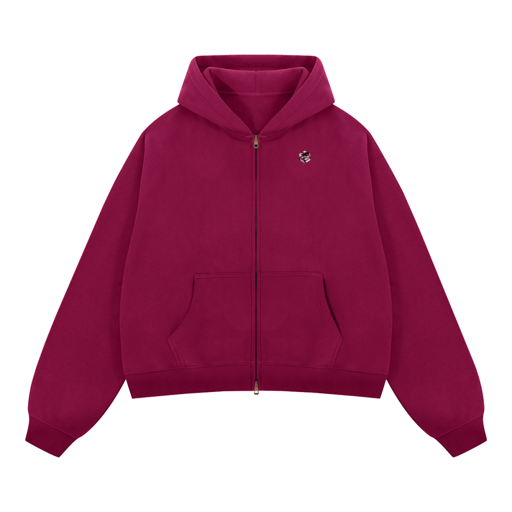 unisex cropped fleece zip-up hoodie