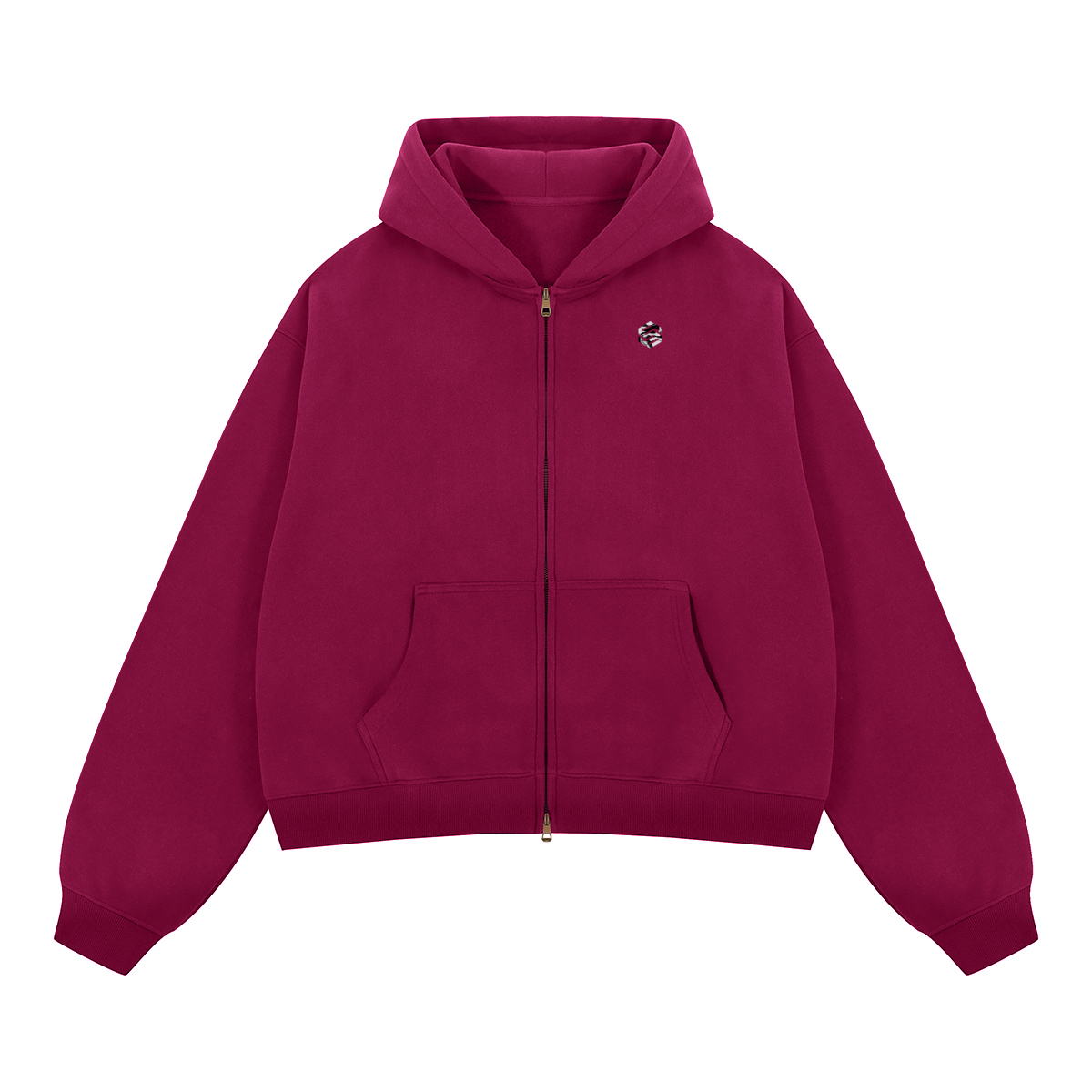 unisex cropped fleece zip-up hoodie