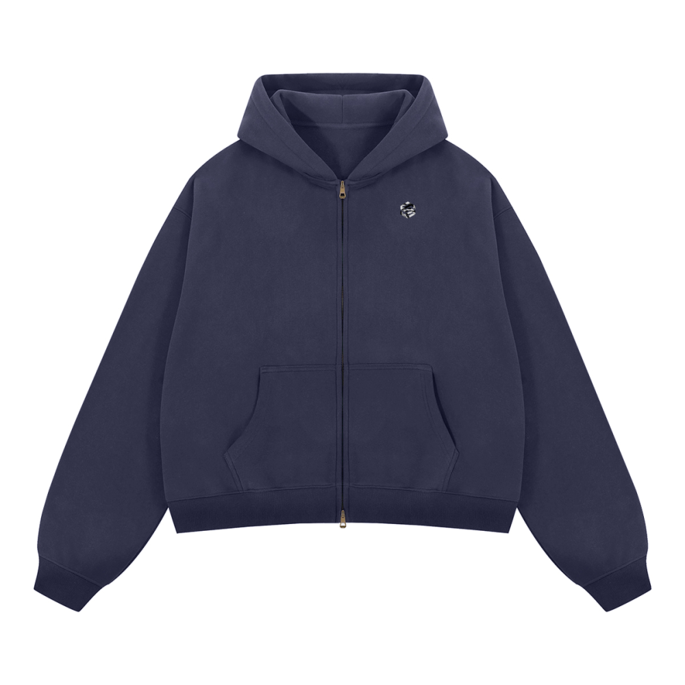 unisex cropped fleece zip-up hoodie