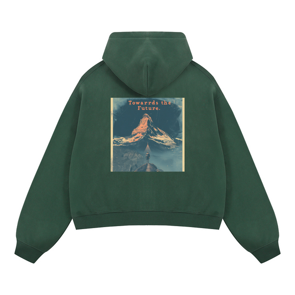 Unisex Boxy Cropped Fleece Zip-up Hoodie(380GSM)