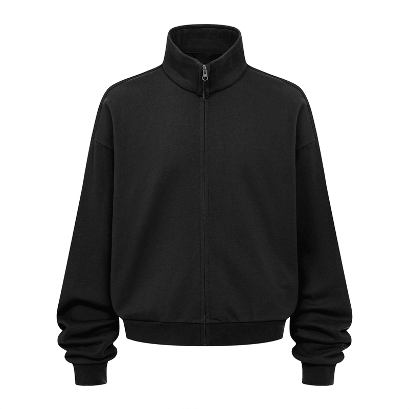 Unisex Brushed Stand-collar Zip-up Jacket
