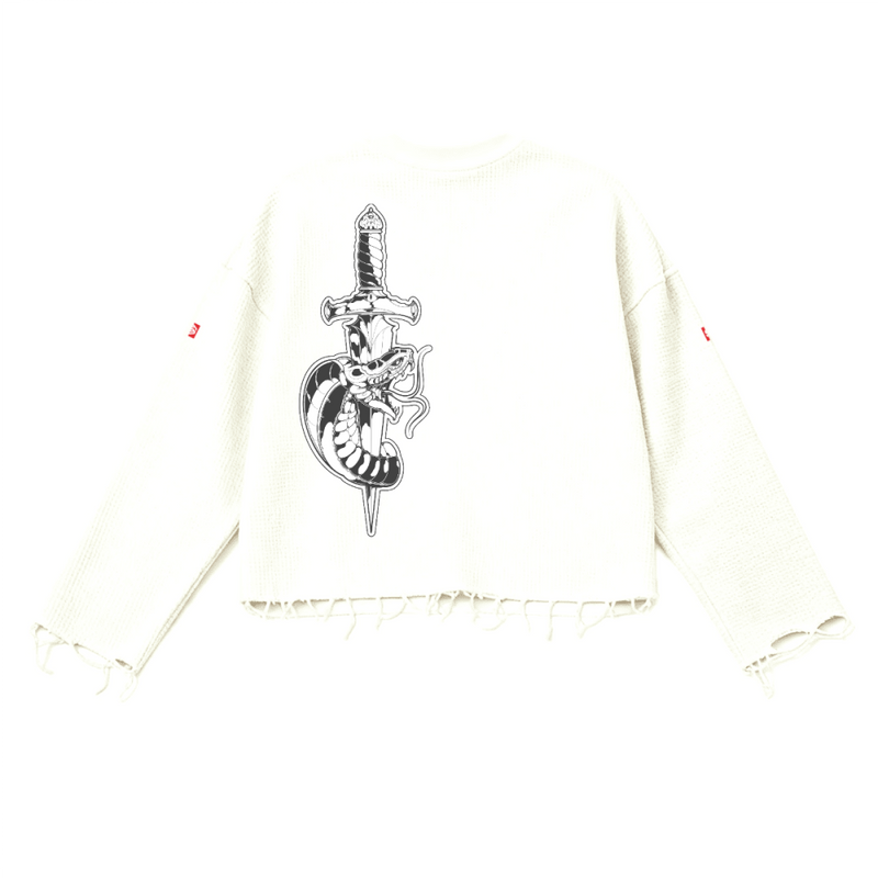 Unisex Waffle Cropped Long Sleeve Shirt(290G)