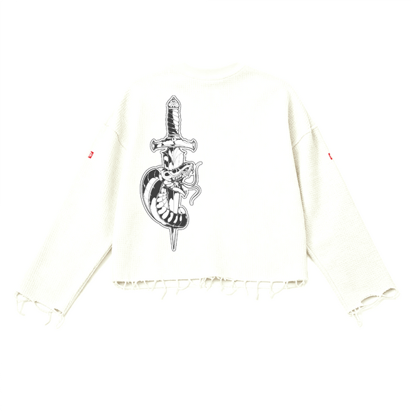 Unisex Waffle Cropped Long Sleeve Shirt(290G)