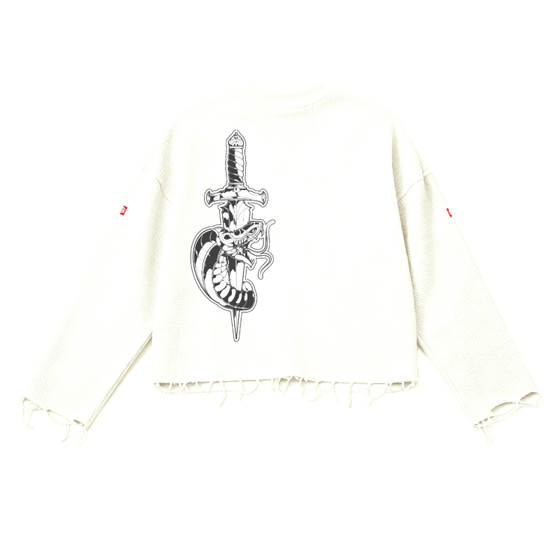 Unisex Waffle Cropped Long Sleeve Shirt(290G)