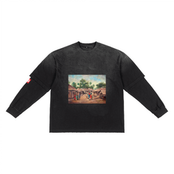 Unisex Washed Vintage Double-gauze Long-sleeve T-shirt（280GSM）