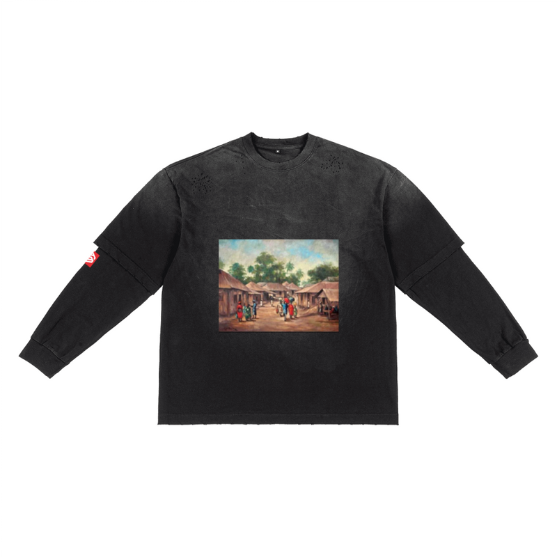 Unisex Washed Vintage Double-gauze Long-sleeve T-shirt（280GSM）