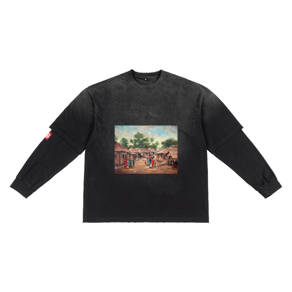 Unisex Washed Vintage Double-gauze Long-sleeve T-shirt（280GSM）