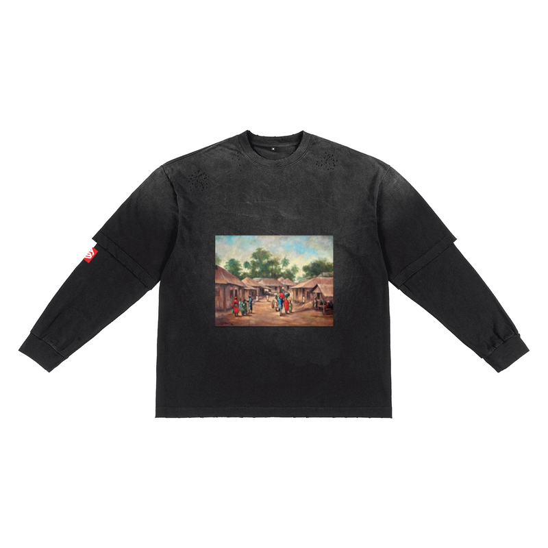 Unisex Washed Vintage Double-gauze Long-sleeve T-shirt（280GSM）