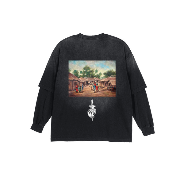 Unisex Washed Vintage Double-gauze Long-sleeve T-shirt（280GSM）