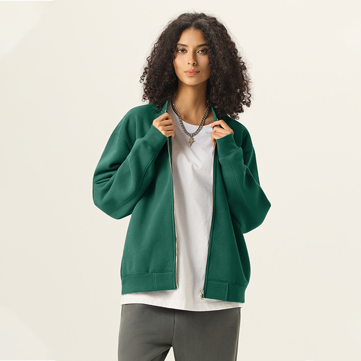 Unisex Fleece Zip-Up Baseball Jacket