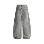 Unisex Washed Curved Blade Denim Jeans