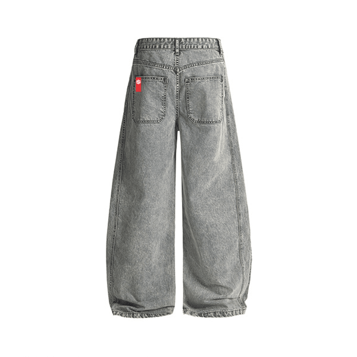 Unisex Washed Curved Blade Denim Jeans