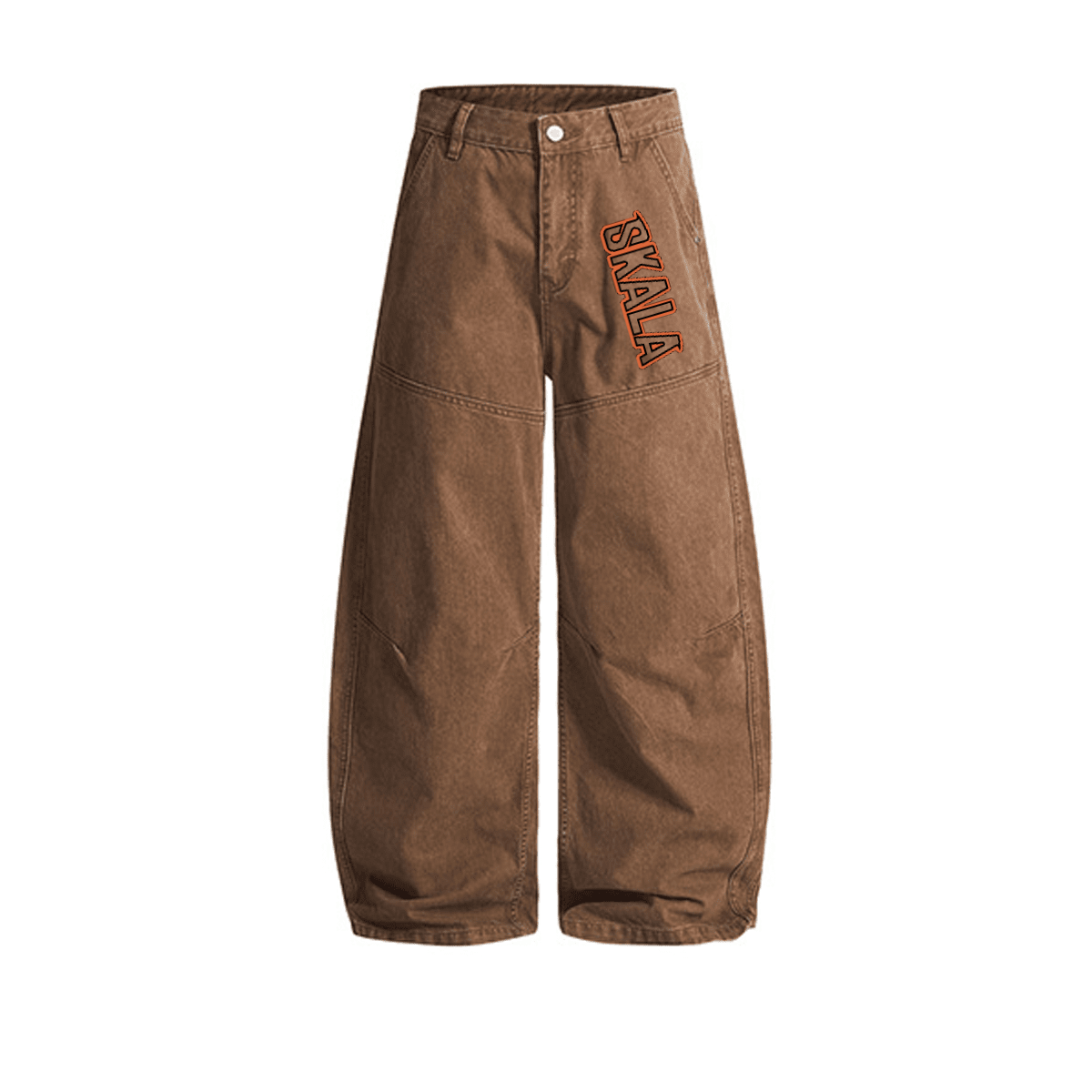 Unisex Washed Curved Blade Denim Jeans