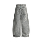 Unisex Washed Curved Blade Denim Jeans