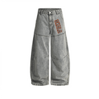 Unisex Washed Curved Blade Denim Jeans