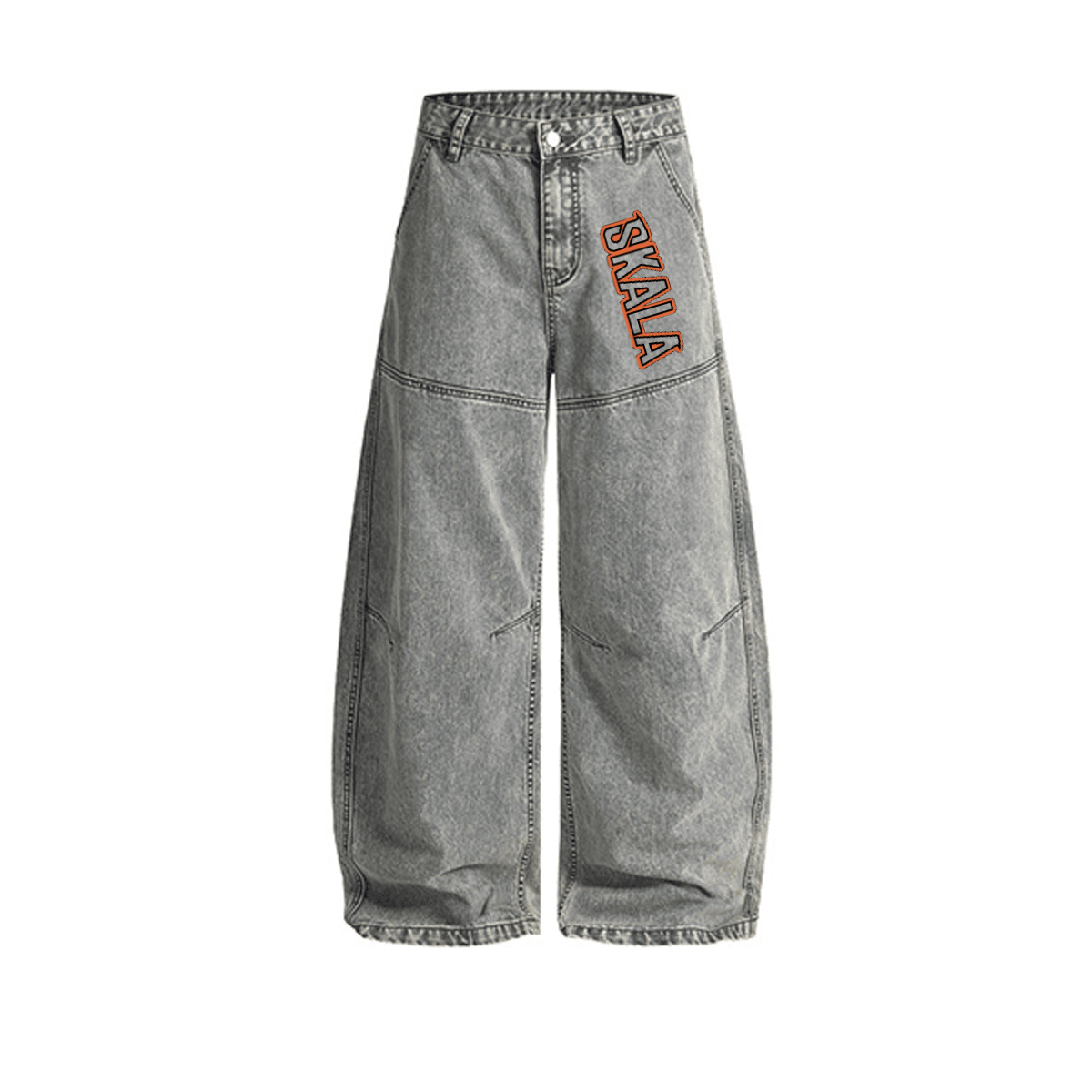 Unisex Washed Curved Blade Denim Jeans