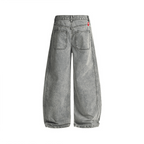 Unisex Washed Curved Blade Denim Jeans