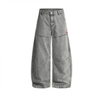 Unisex Washed Curved Blade Denim Jeans