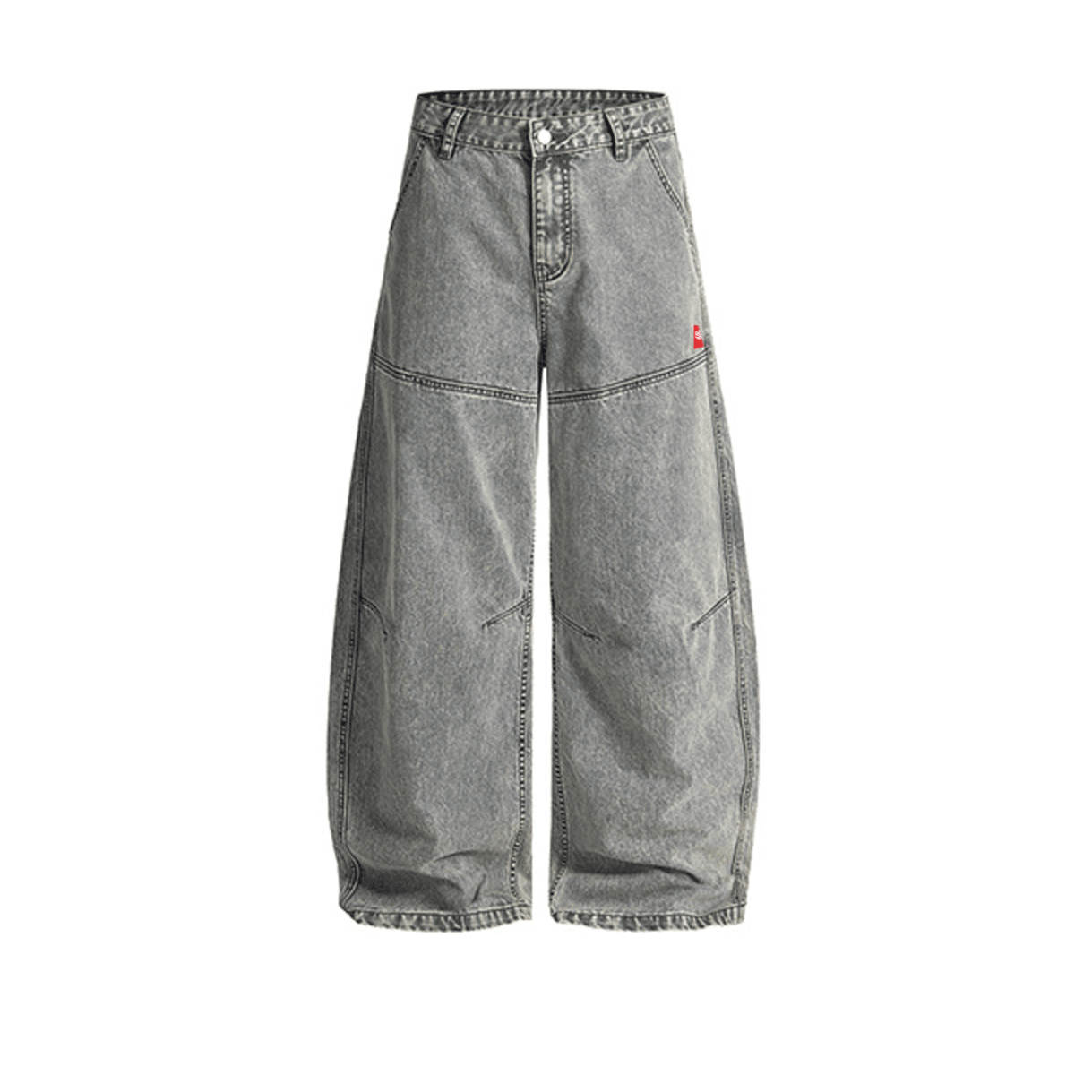 Unisex Washed Curved Blade Denim Jeans