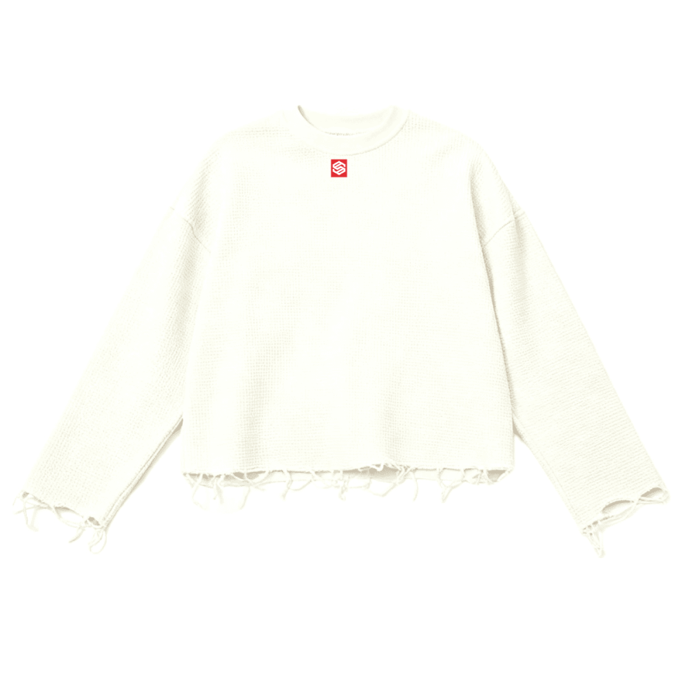 Unisex Waffle Cropped Long Sleeve Shirt