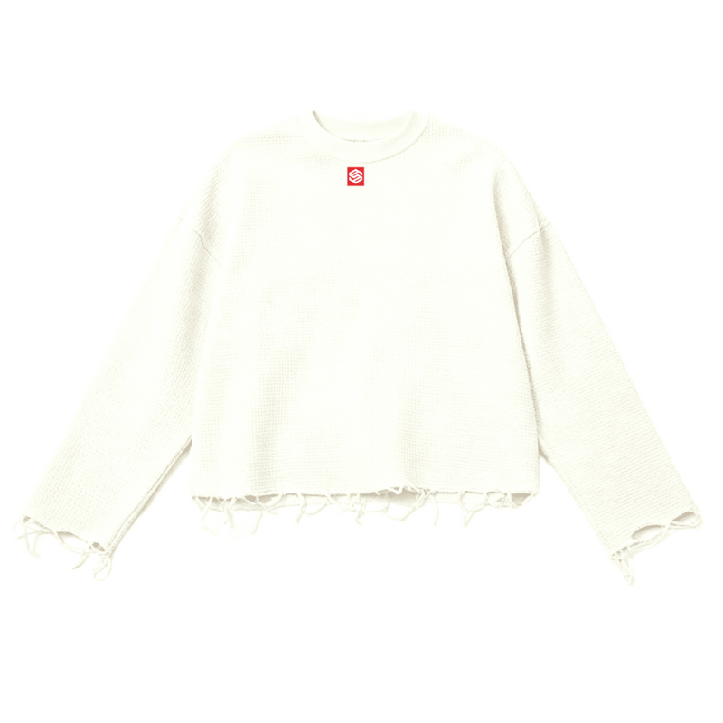 Unisex Waffle Cropped Long Sleeve Shirt