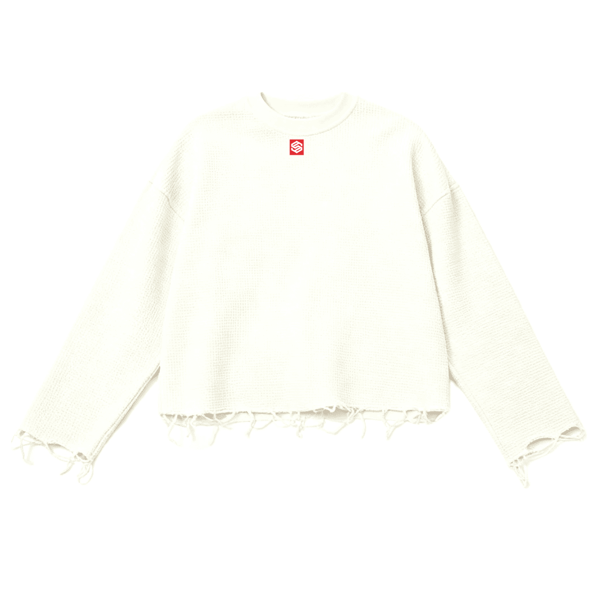 Unisex Waffle Cropped Long Sleeve Shirt