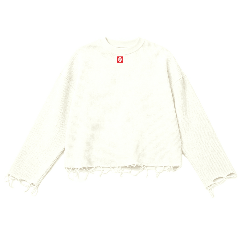 Unisex Waffle Cropped Long Sleeve Shirt