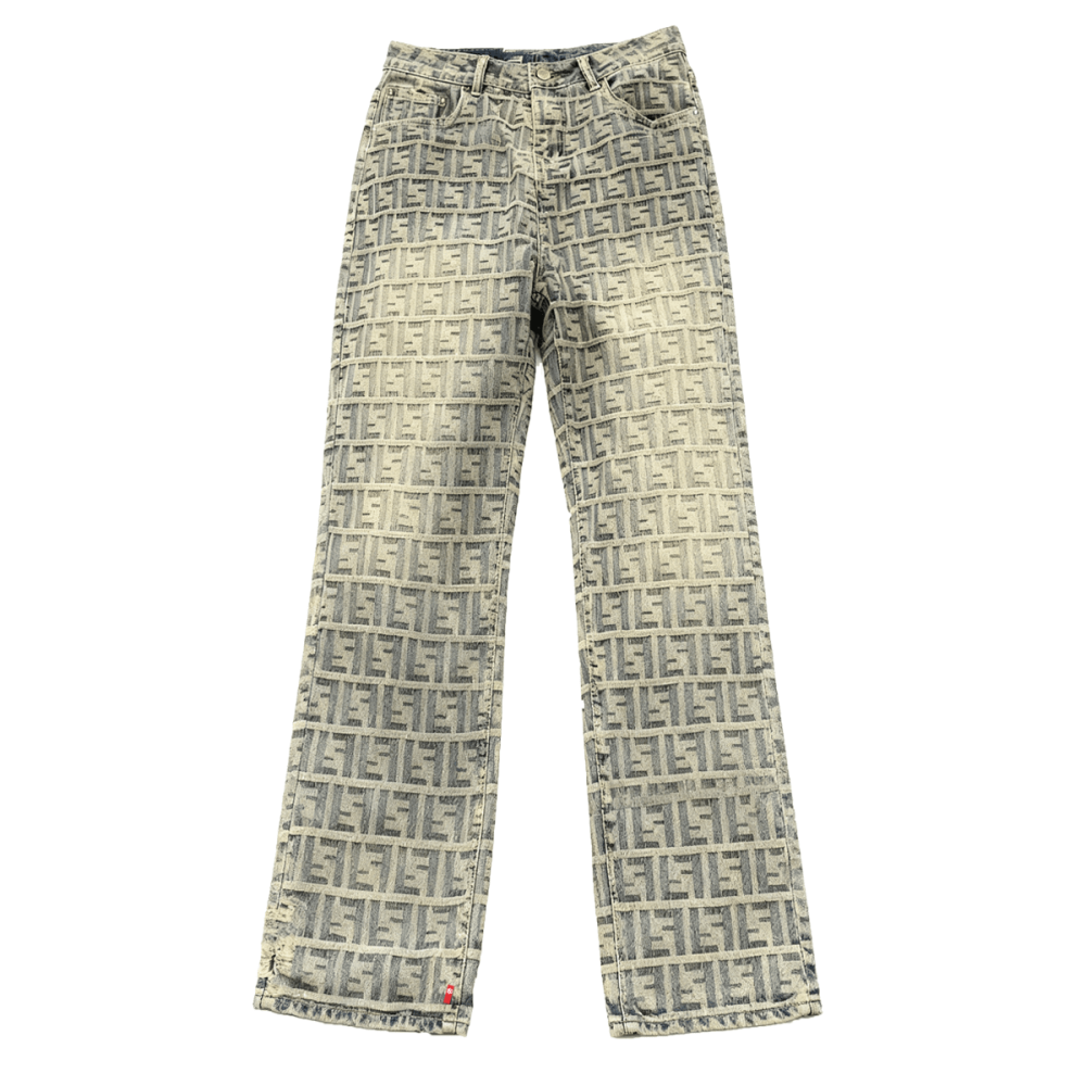 Unisex Jacquard All-over Letter Jeans