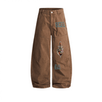 Unisex Washed Curved Blade Denim Jeans