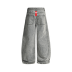 Unisex Washed Curved Blade Denim Jeans