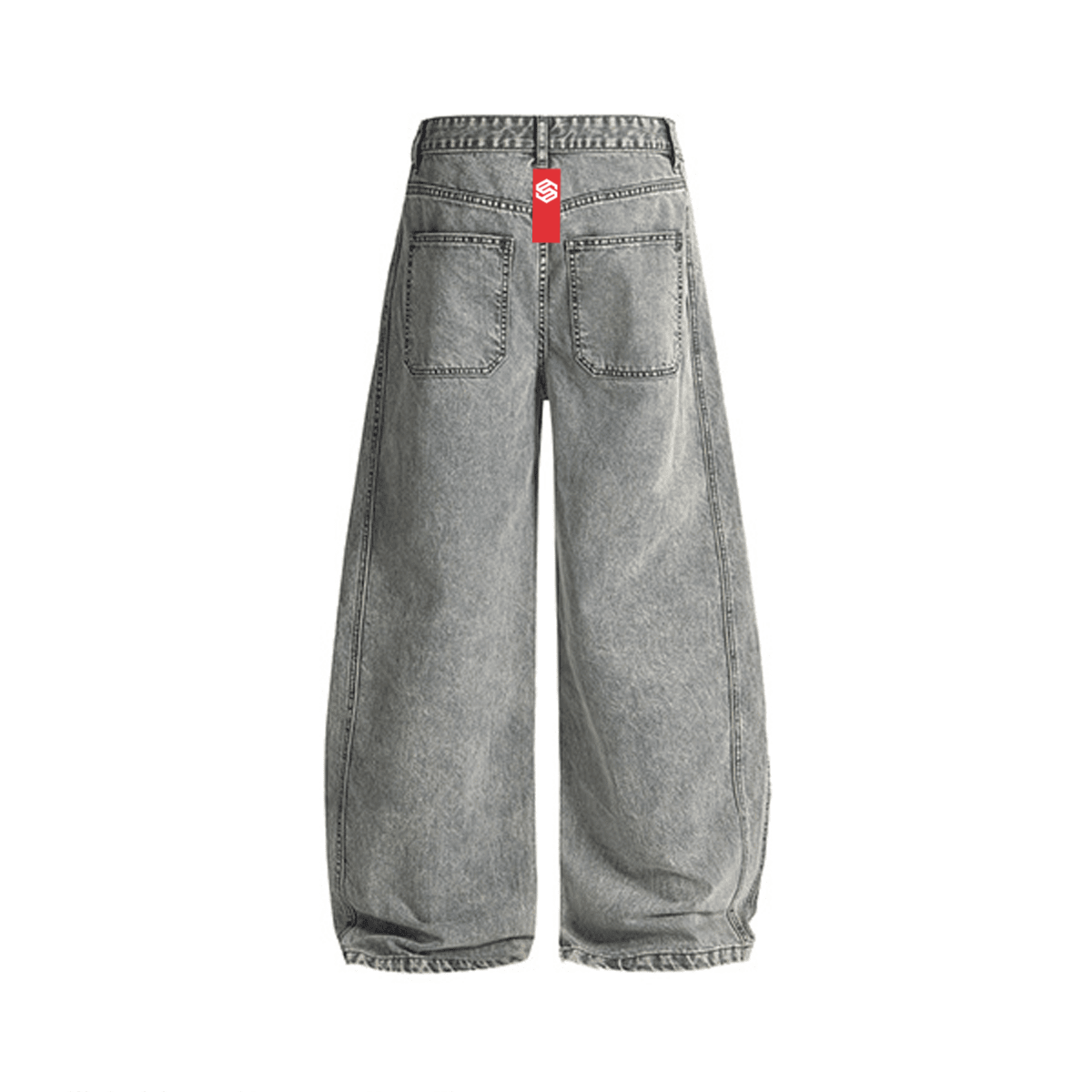 Unisex Washed Curved Blade Denim Jeans